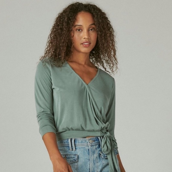 NWT Lucky Brand Faux Wrap Top - Picture 1 of 15